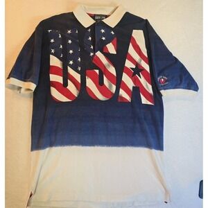 Vintage Divots Size XL Golf Polo USA American Flag Hilton Head Palmetto Dunes